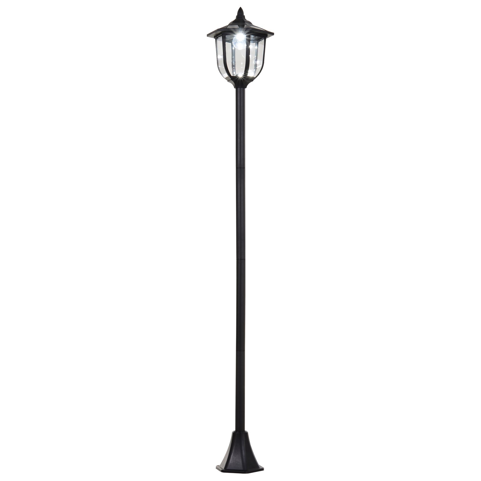 1.77m Free-Standing Solar LED Garden Lamp Post Black Durable ABS
