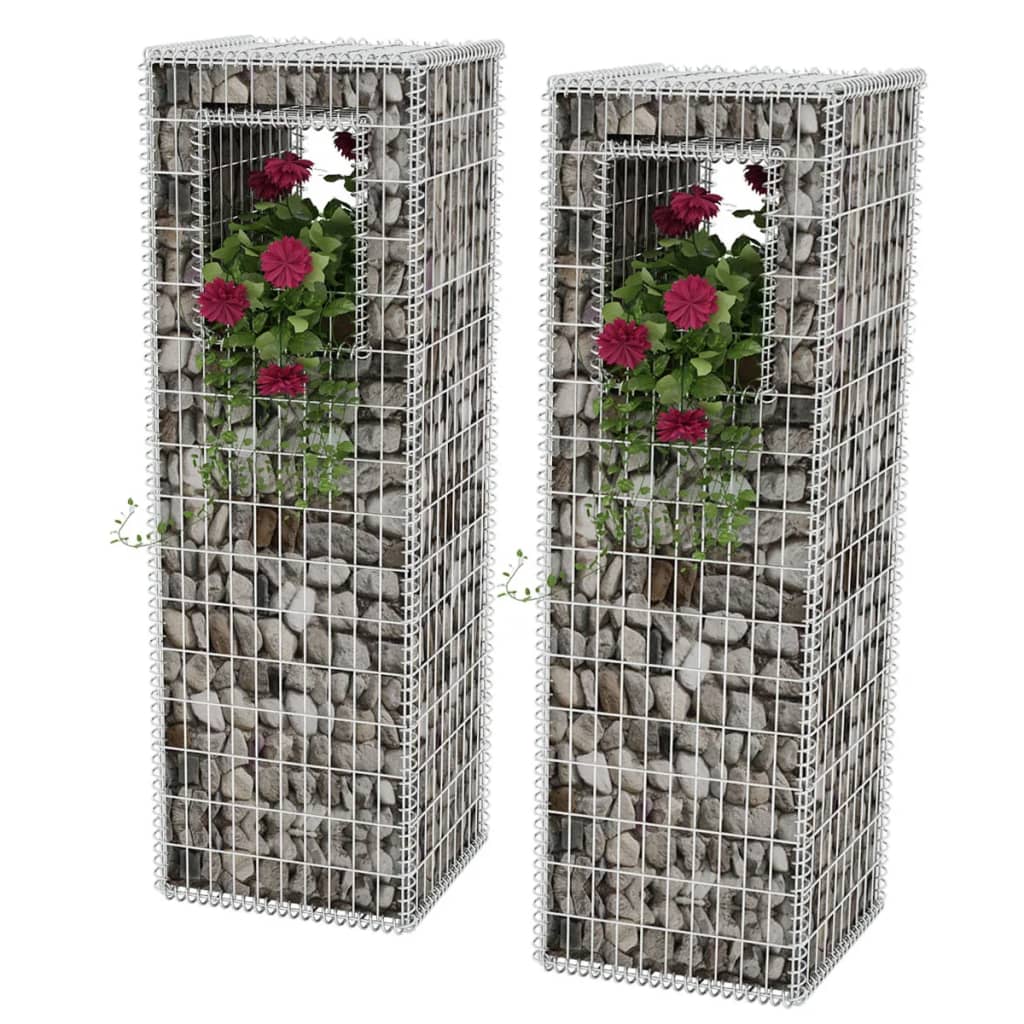 vidaXL 1/2x Gabion Basket Steel Garden Barrier Post/Planter Flower Multi Sizes