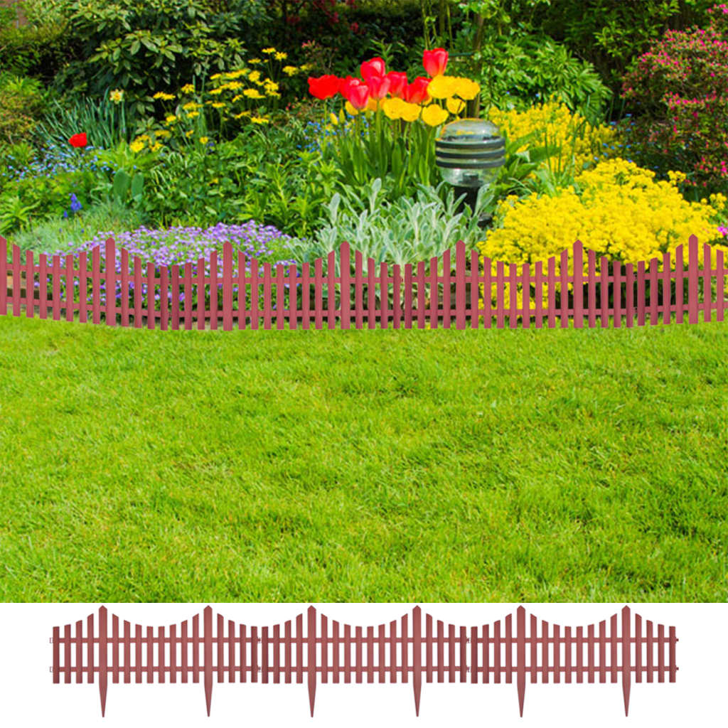 vidaXL Garden Edging 17 Pcs Decorative Lawn Garden Fence Edging Border PP