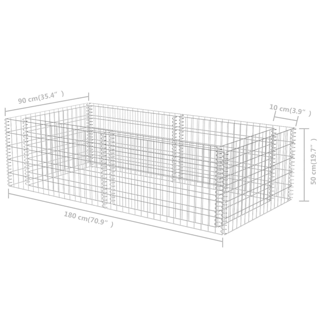 vidaXL Gabion Planter Gabion Basket Post Raised Garden Bed Galvanized Steel