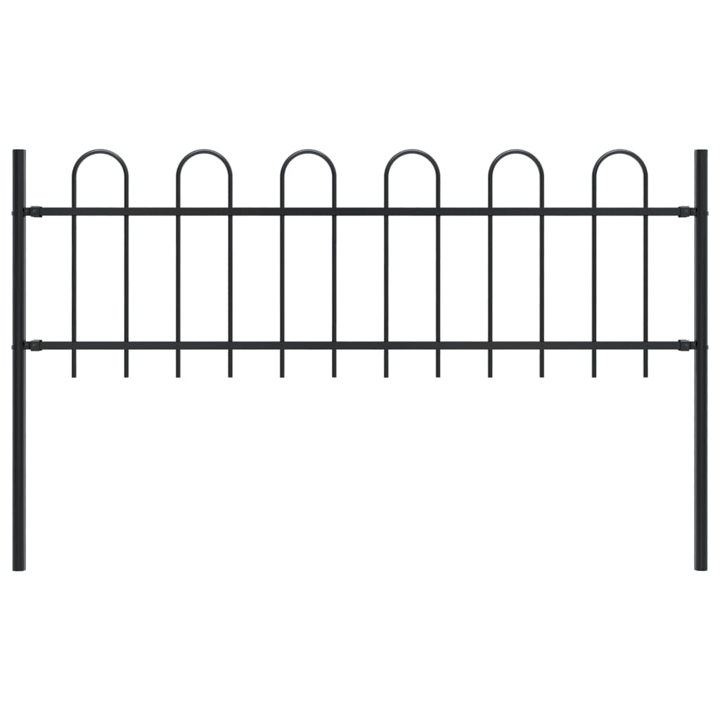 NNEVL Garden Fence with Hoop Top Steel 1.7x0.6 m Black