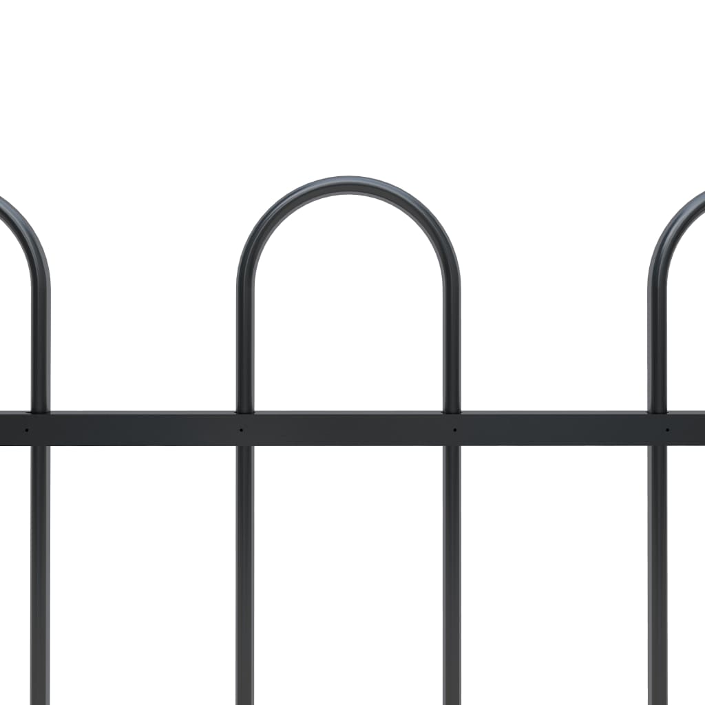 NNEVL Garden Fence with Hoop Top Steel 1.7x0.6 m Black