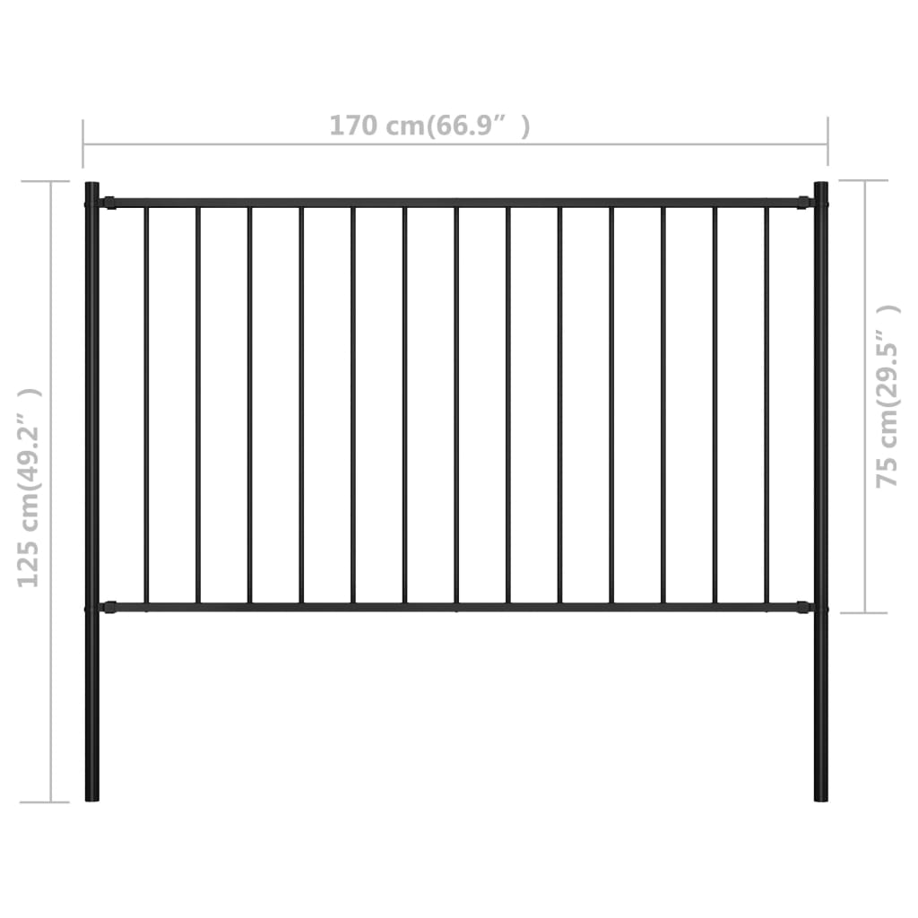 vidaXL Fence Panel Garden Fence Barrier Fence with Posts Powder-coated Steel