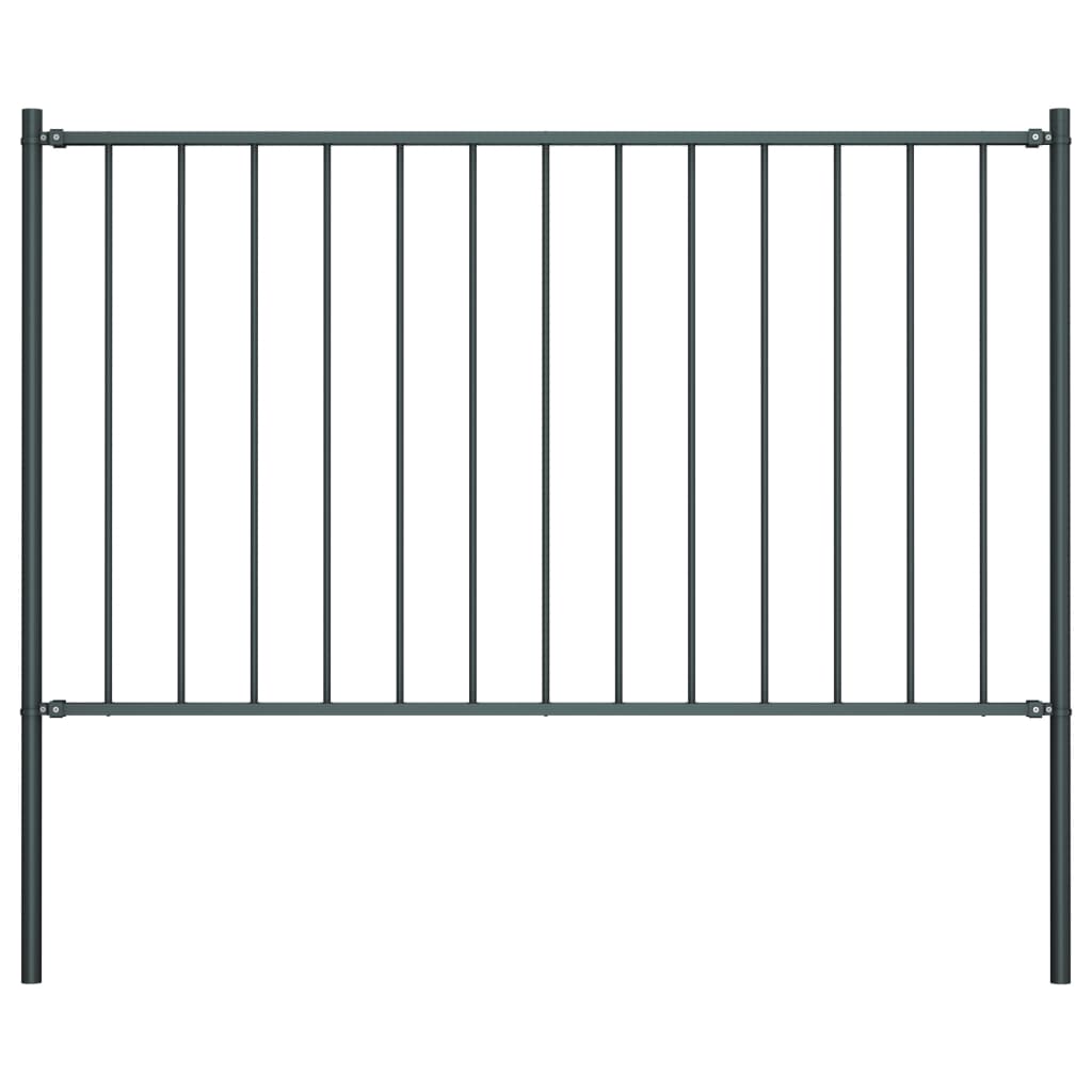 vidaXL Fence Panel Garden Fence Barrier Fence with Posts Powder-coated Steel