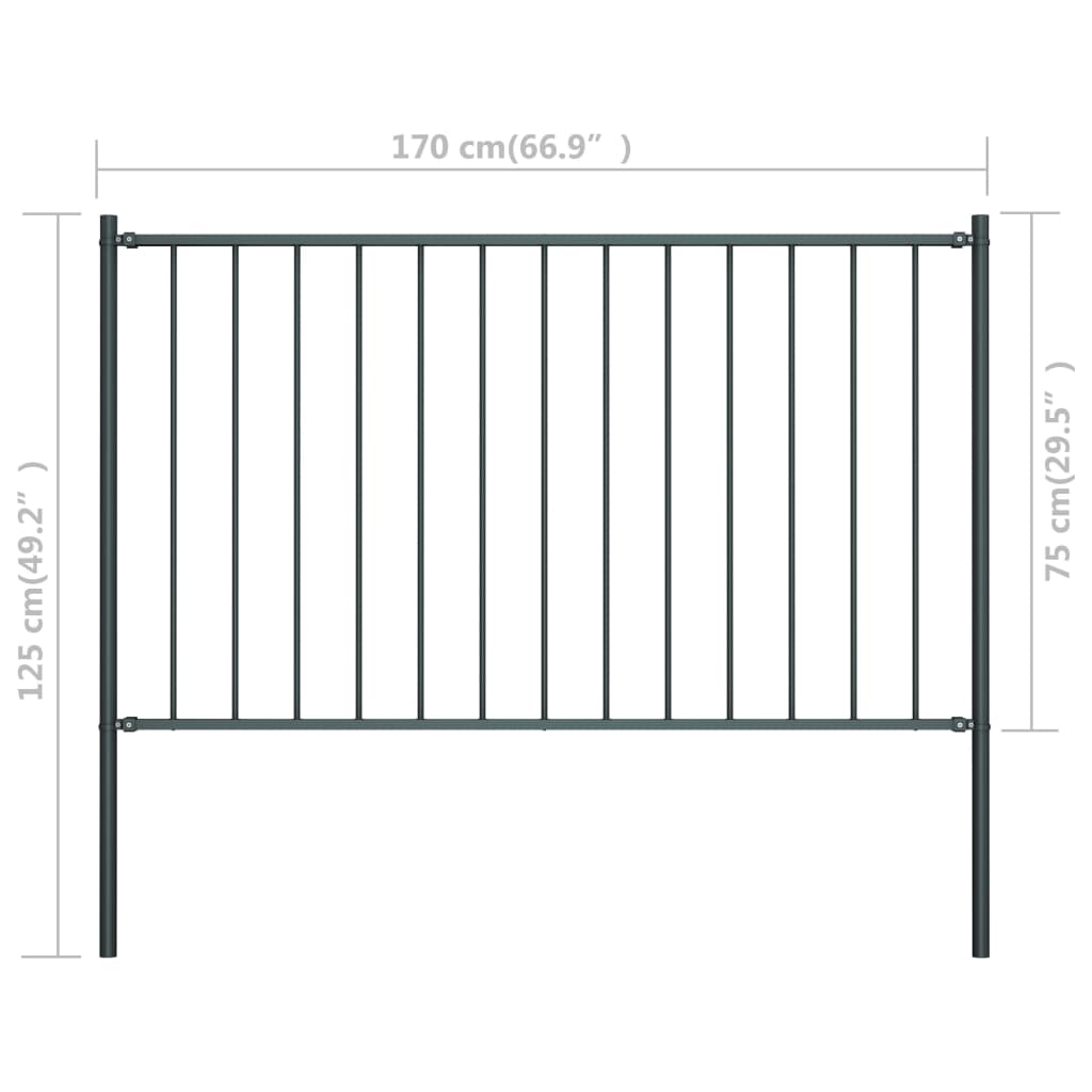 vidaXL Fence Panel Garden Fence Barrier Fence with Posts Powder-coated Steel