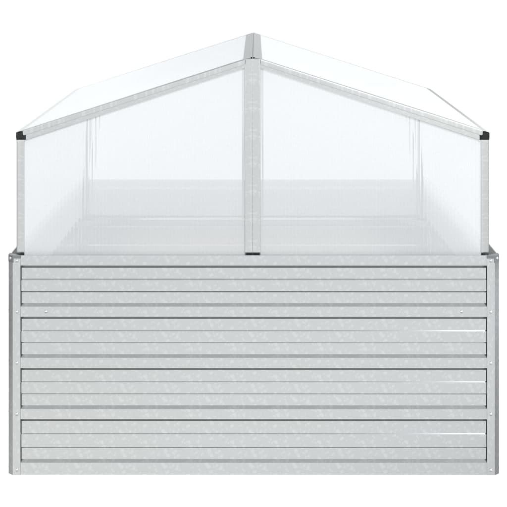 vidaXL Garden Raised Bed with Greenhouse 39.4"x39.4"x33.5" Silver