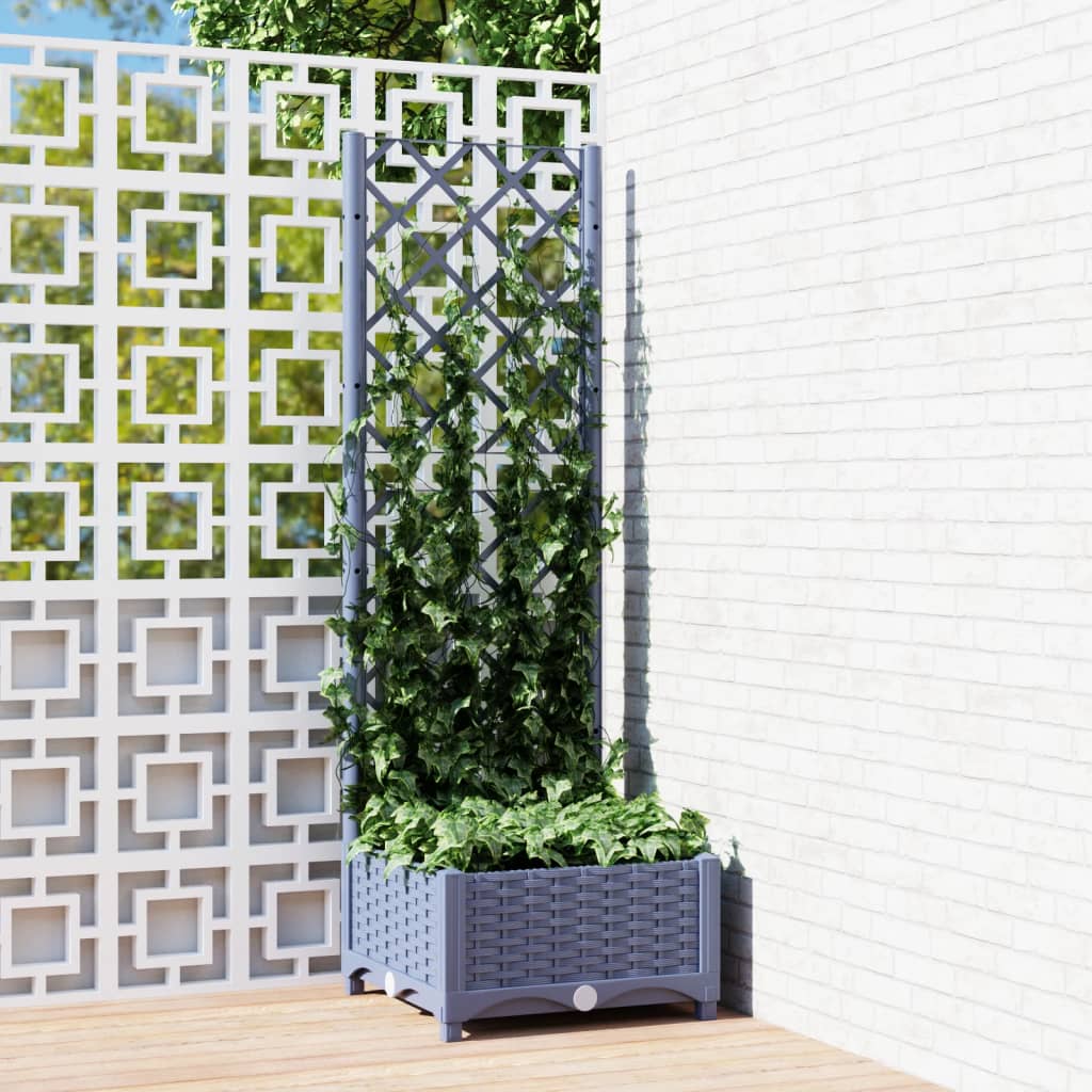 vidaXL Garden Planter with Trellis Plant Pot Flower Box Raised Bed Outdoor PP
