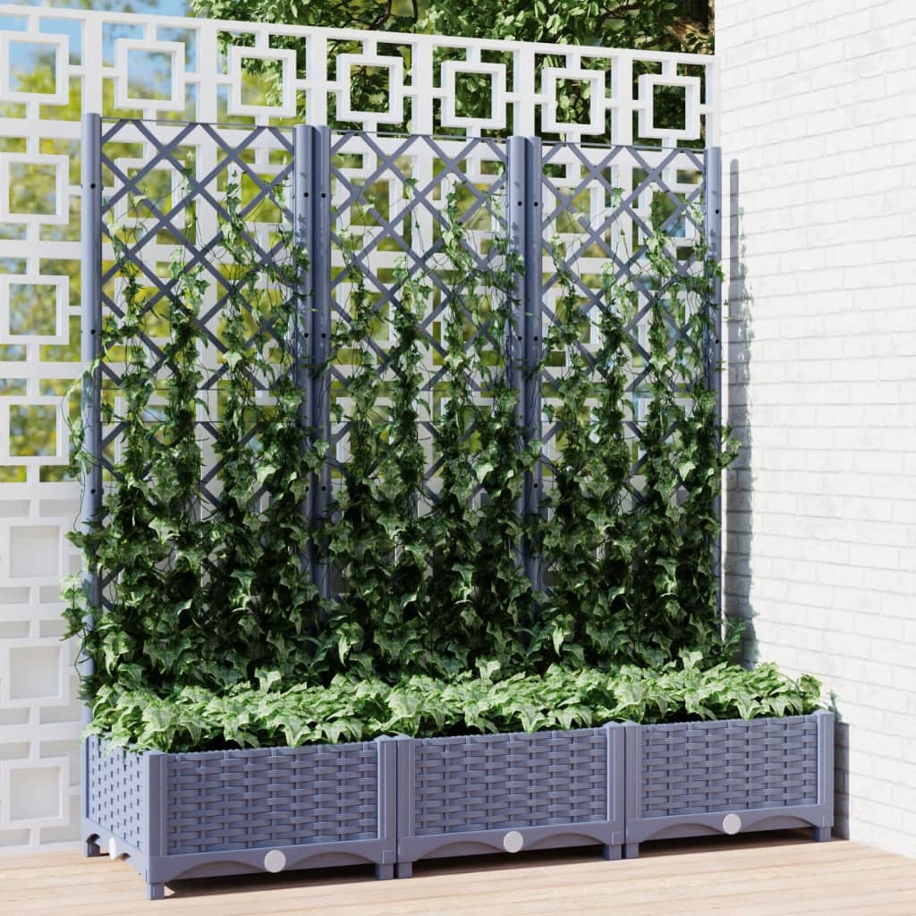vidaXL Garden Planter with Trellis Plant Pot Flower Box Raised Bed Outdoor PP
