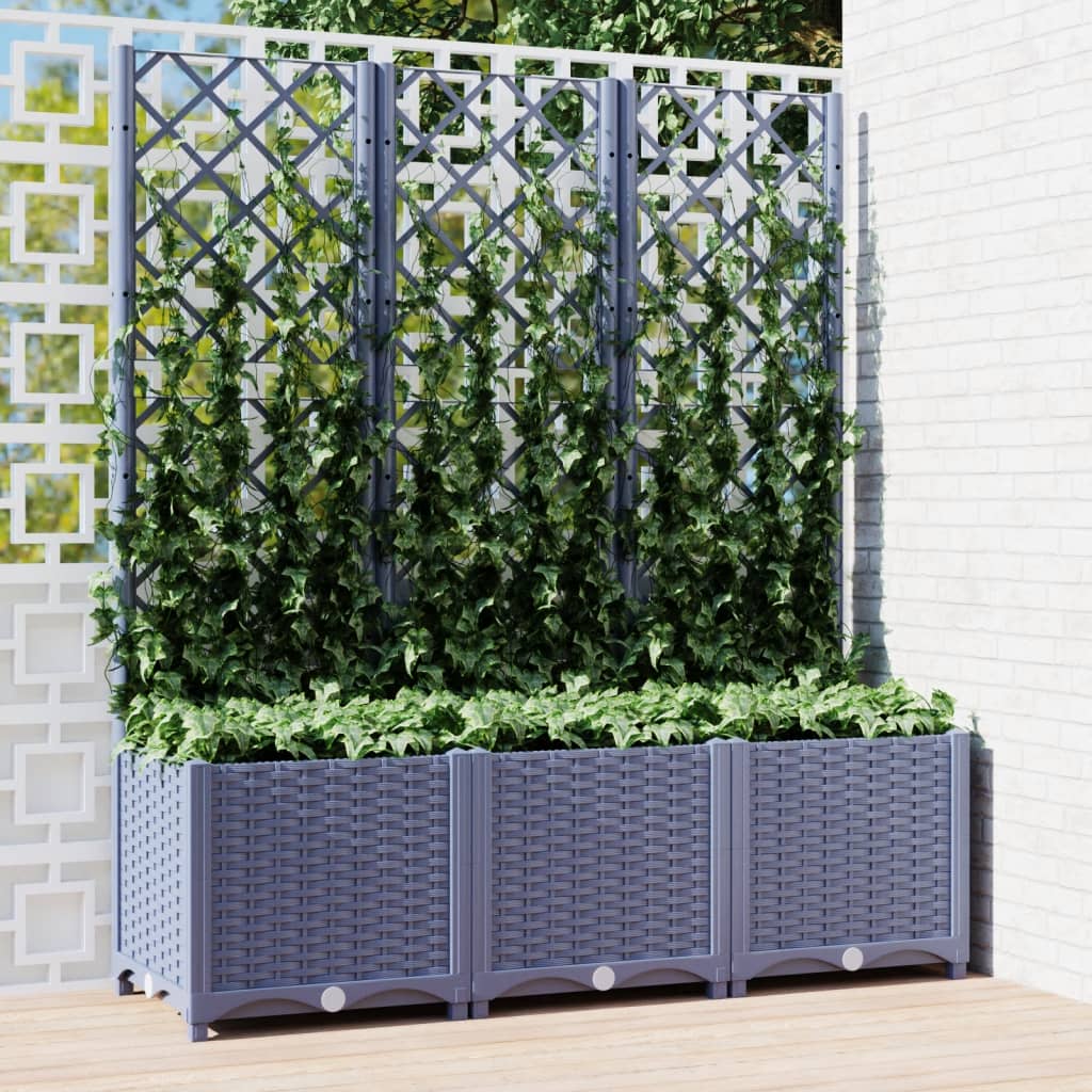 vidaXL Garden Planter with Trellis Plant Pot Flower Box Raised Bed Outdoor PP