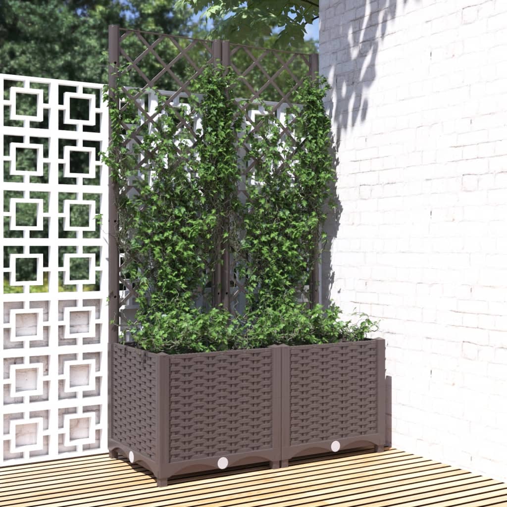 vidaXL Garden Planter with Trellis Plant Pot Flower Box Raised Bed Outdoor PP