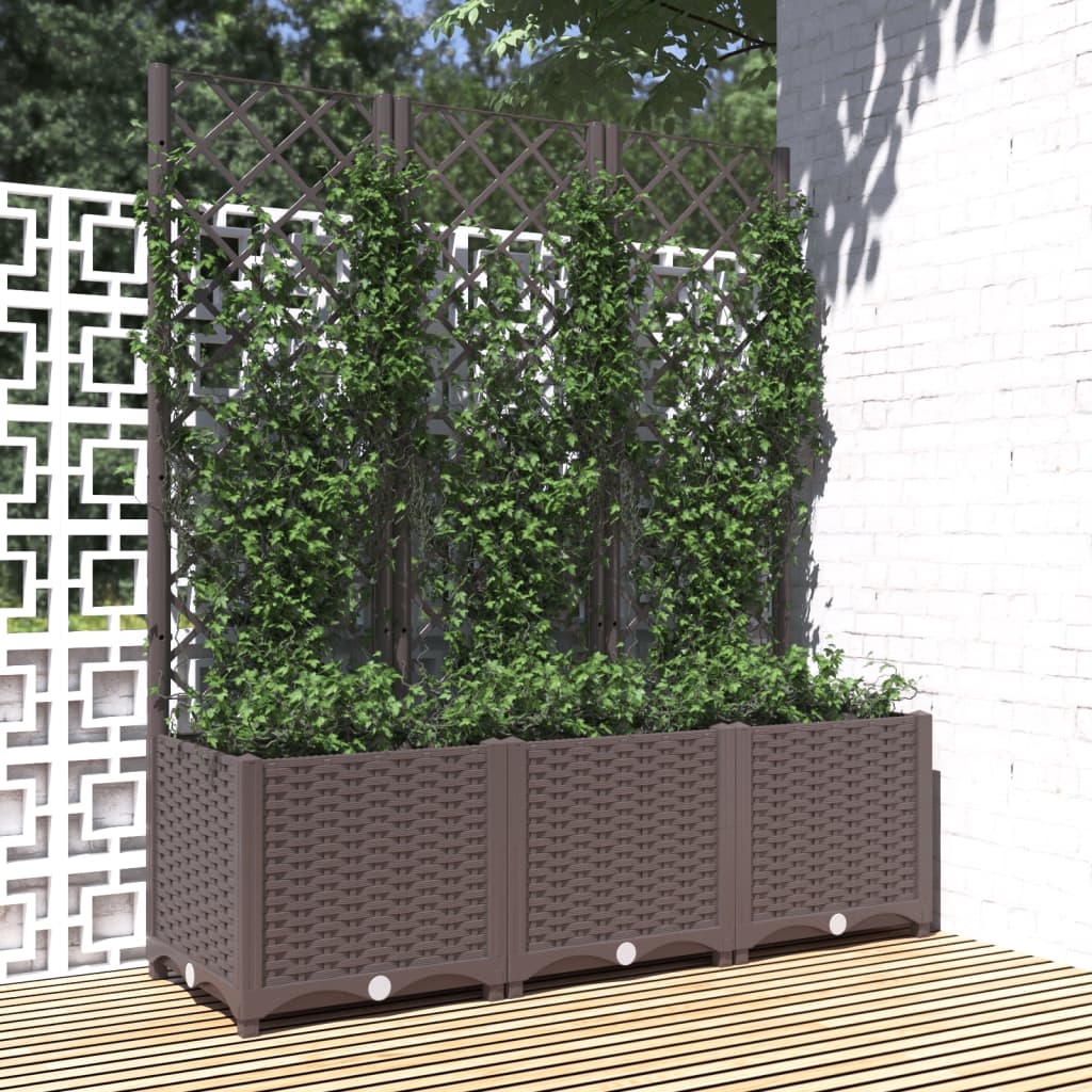 vidaXL Garden Planter with Trellis Plant Pot Flower Box Raised Bed Outdoor PP