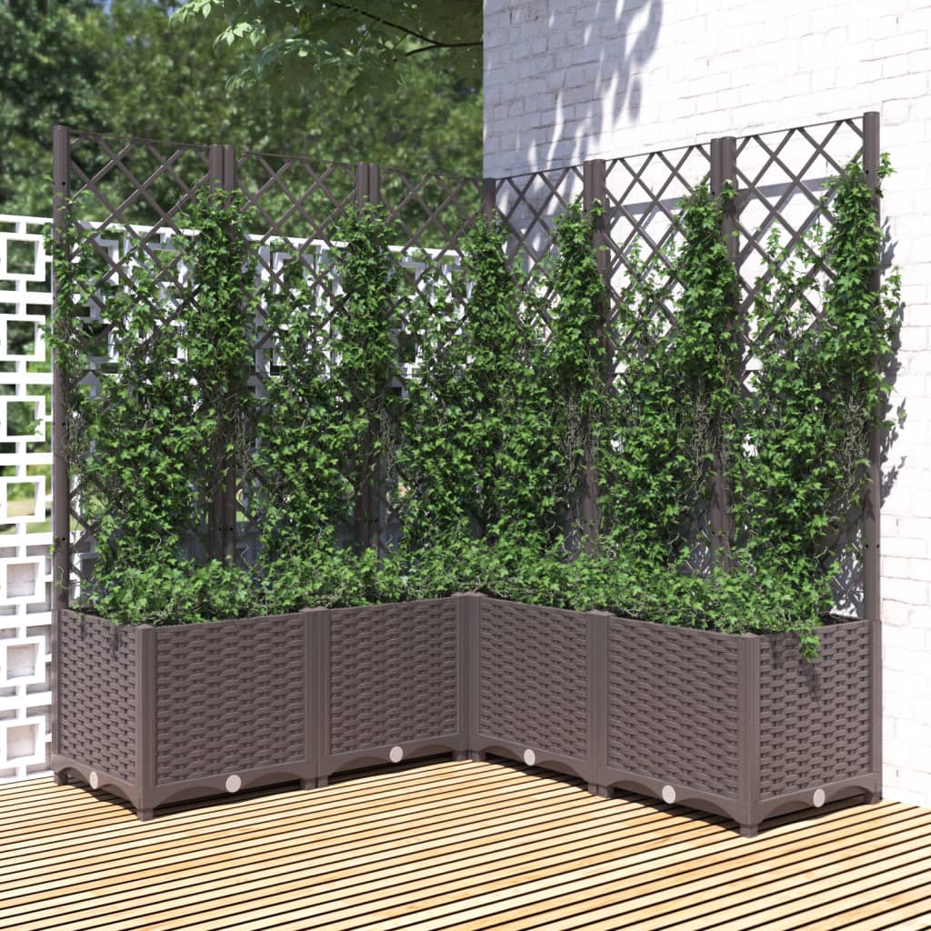 vidaXL Garden Planter with Trellis Plant Pot Flower Box Raised Bed Outdoor PP