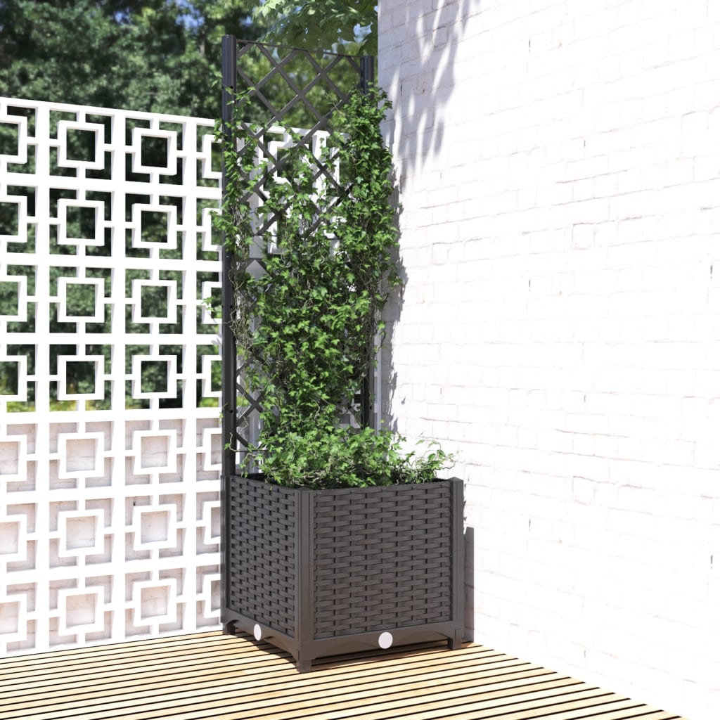 vidaXL Garden Planter with Trellis Plant Pot Flower Box Raised Bed Outdoor PP