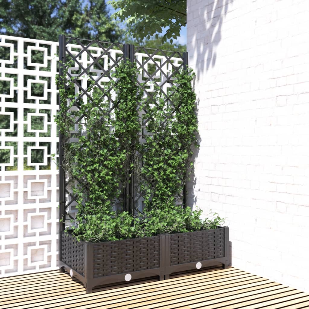 vidaXL Garden Planter with Trellis Plant Pot Flower Box Raised Bed Outdoor PP