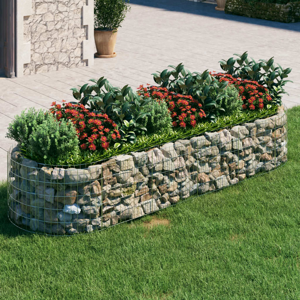 vidaXL Raised Garden Bed Outdoor Gabion Raised Bed Flower Pot Galvanized Iron
