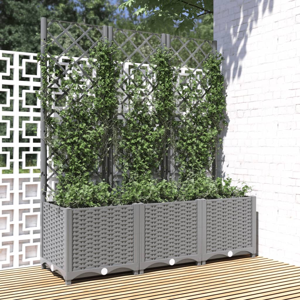 vidaXL Garden Planter with Trellis Plant Pot Flower Box Raised Bed Outdoor PP