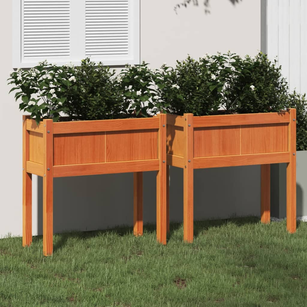 vidaXL Garden Planters with Legs Outdoor Flower Box Pot Solid Wood Douglas