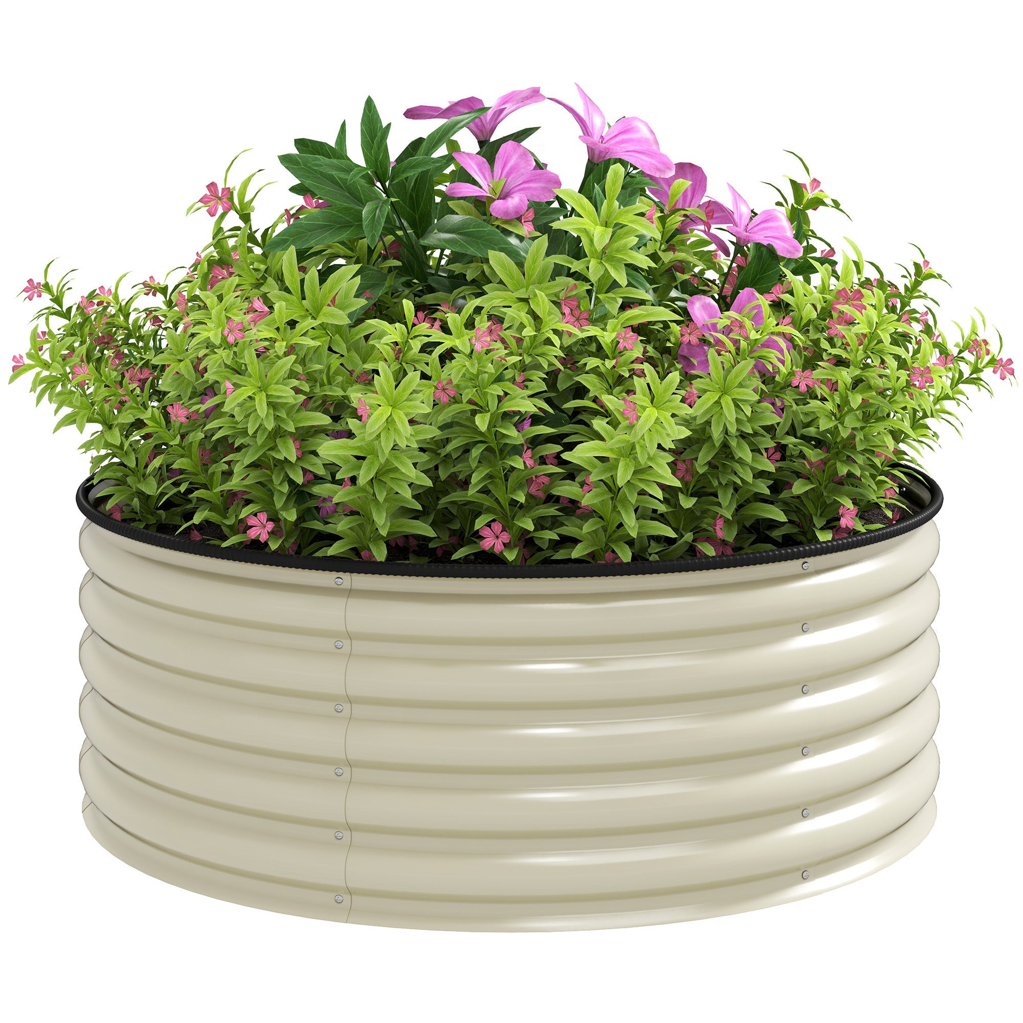 Galvanised Raised Garden Bed with Safety Edging and Gloves - Cream White