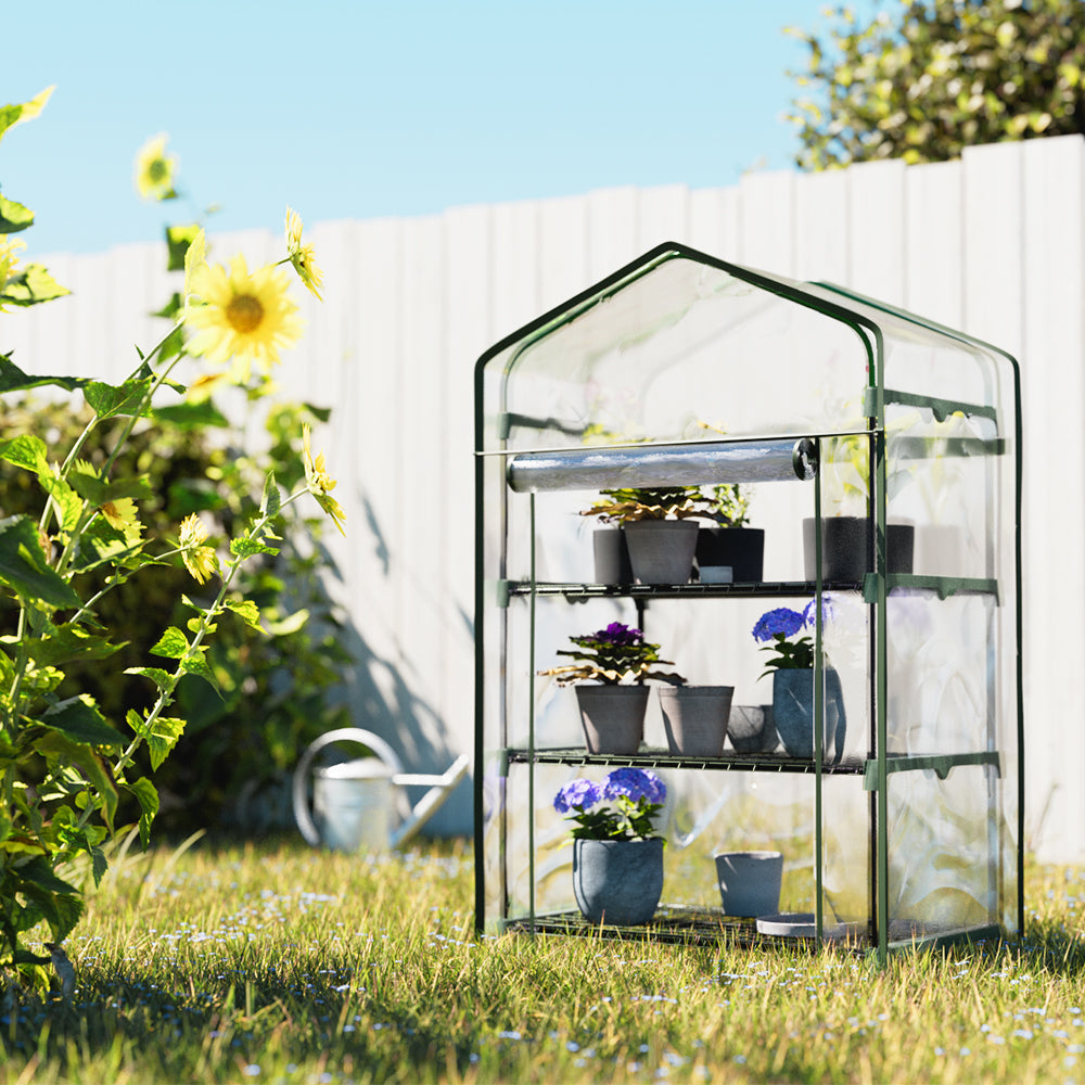 NNEDSZ Greenfingers Greenhouse 3 Tiers Mini Green House Garden Bed Planter Box 1.28x0.7x0.5M
