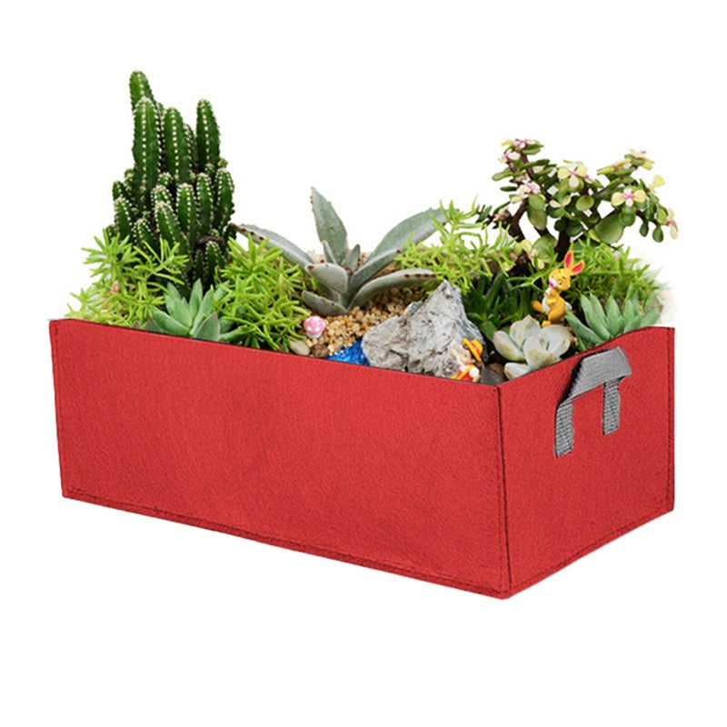 Felt Grow Bag Rectangle Planting Nursery Pot Outdoor Garden Flower Planting Bag with Handle Garden Vegetable Planting Container