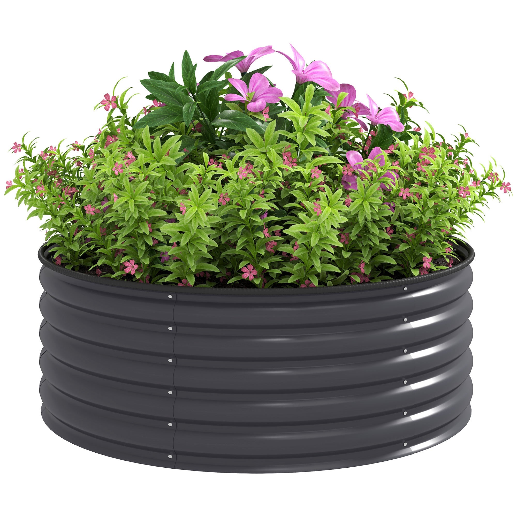 Galvanised Raised Garden Bed Set with Gloves - 120x120x43cm Dark Grey