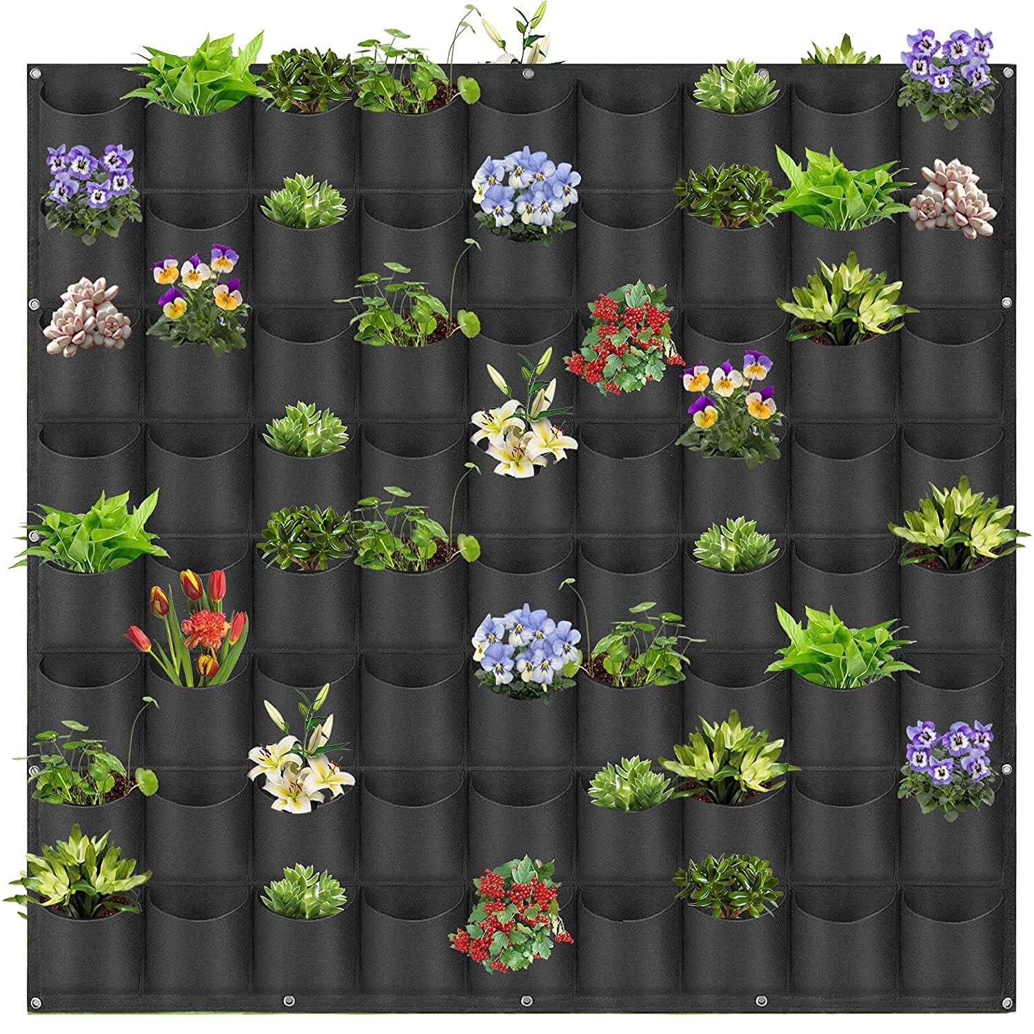 NNEDSZ 72 Pockets Wall Hanging Planter Planting Grow Bag Vertical Garden Vegetable Flower Black