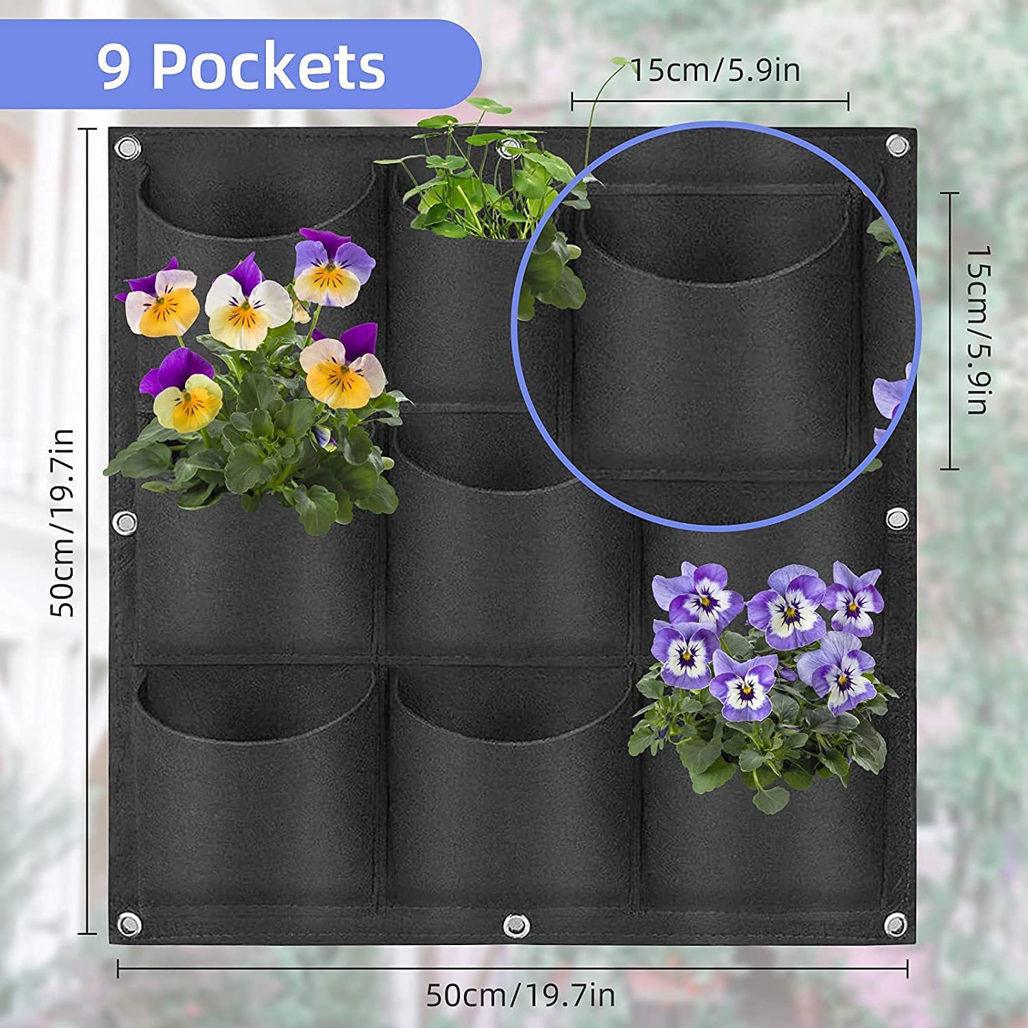 NNEDSZ 9 Pockets Wall Hanging Planter Planting Grow Bag Vertical Garden Vegetable Flower Black