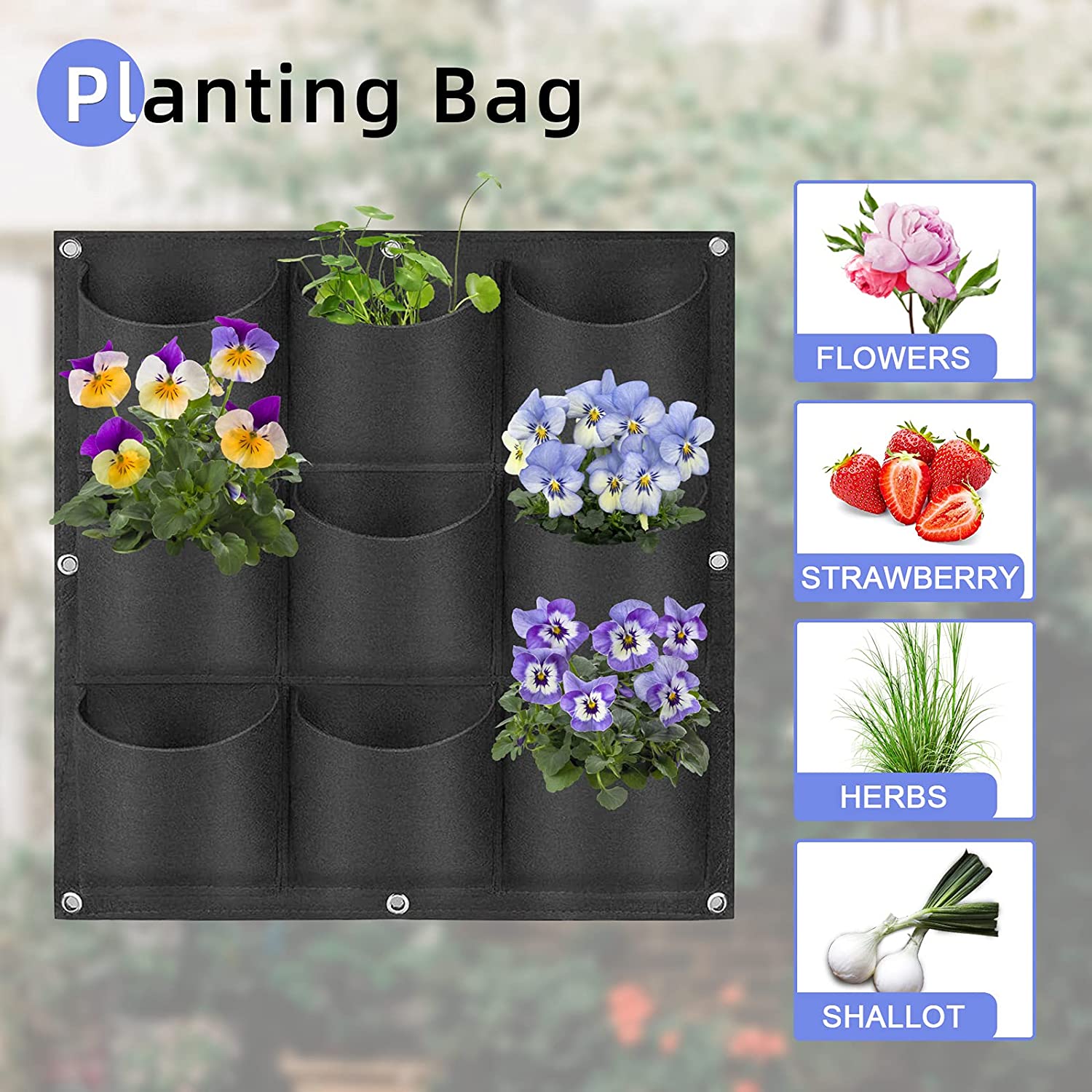 NNEDSZ 9 Pockets Wall Hanging Planter Planting Grow Bag Vertical Garden Vegetable Flower Black