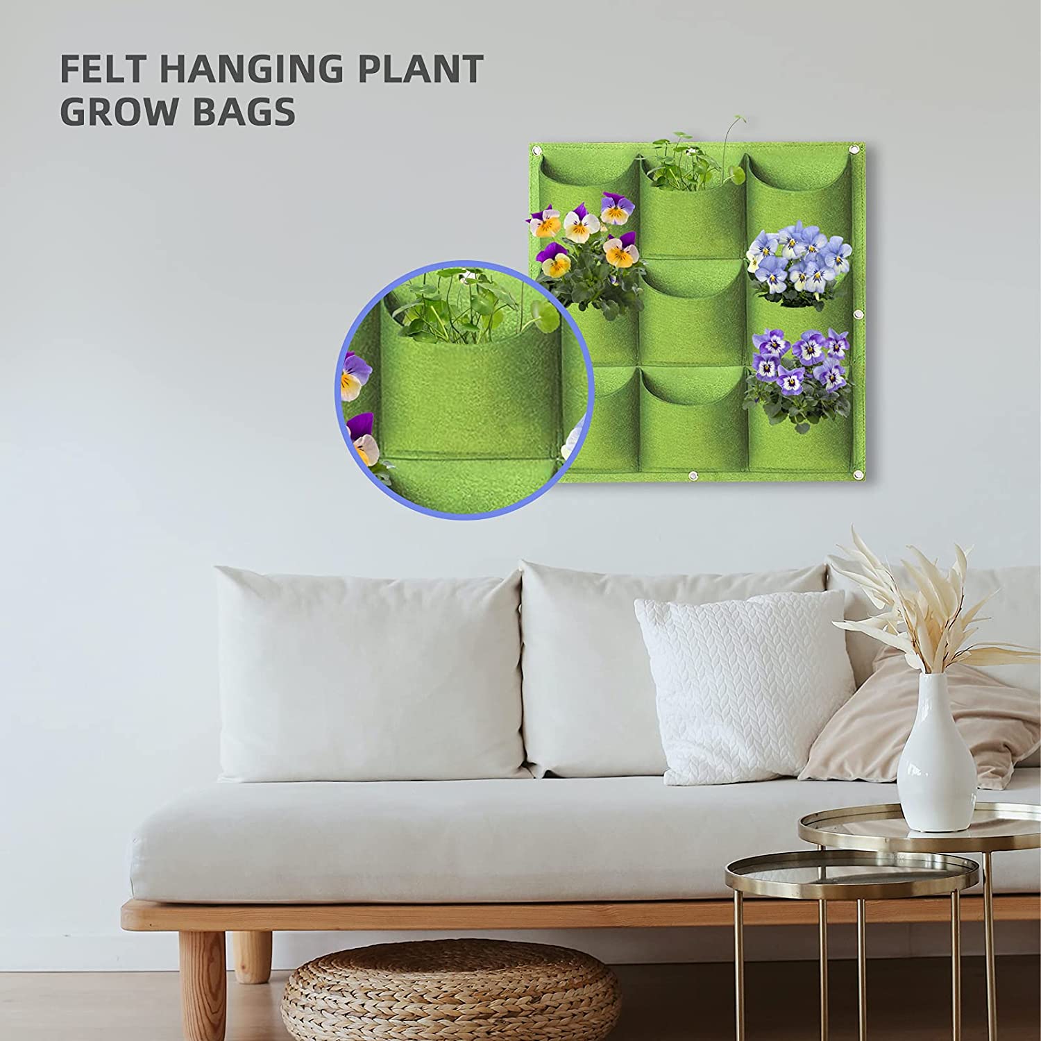 NNEDSZ 9 Pockets Wall Hanging Planter Planting Grow Bag Vertical Garden Vegetable Flower Green