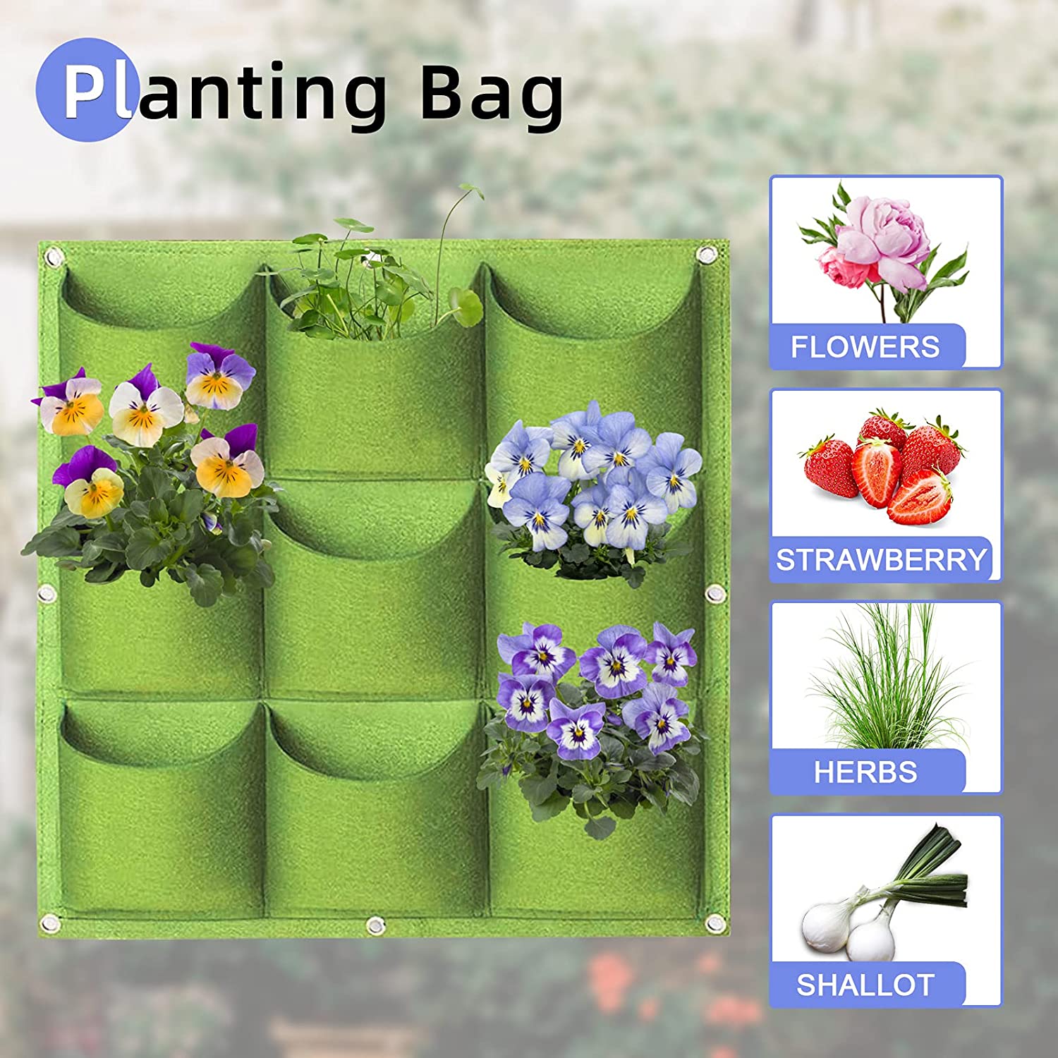 NNEDSZ 9 Pockets Wall Hanging Planter Planting Grow Bag Vertical Garden Vegetable Flower Green