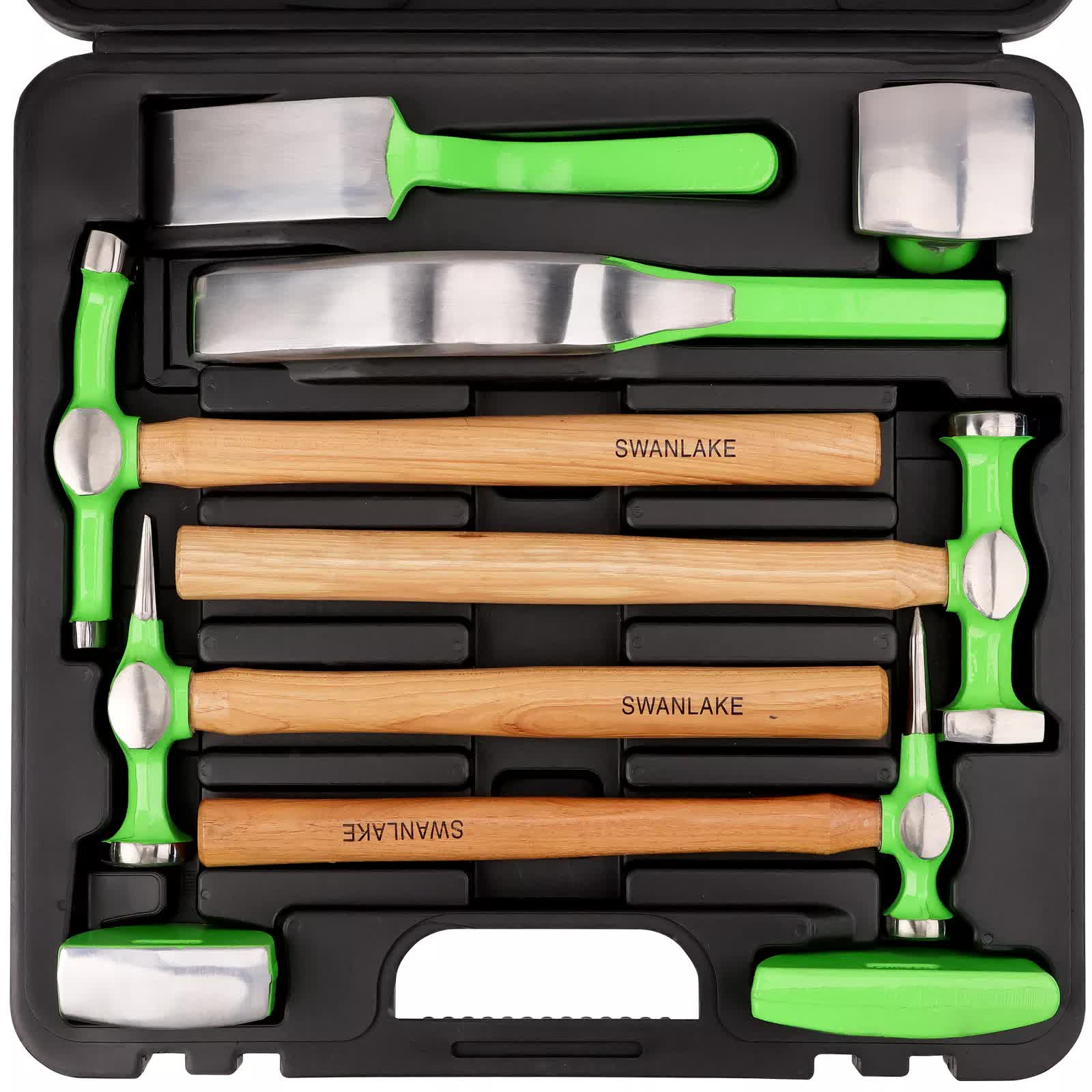 NNEDSZ 9-Piece Garden Tools Auto Body Hammer Dolly Set Car Body Dent Repair Tool Case