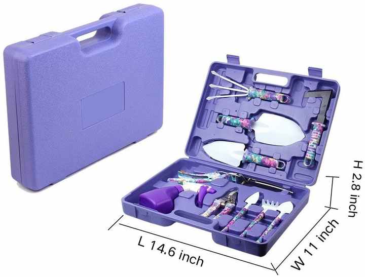 NNEDSZ YL/L10 Green 10-Piece Floral Gardening Tool Set with Carrying Case - Durable and Stylish