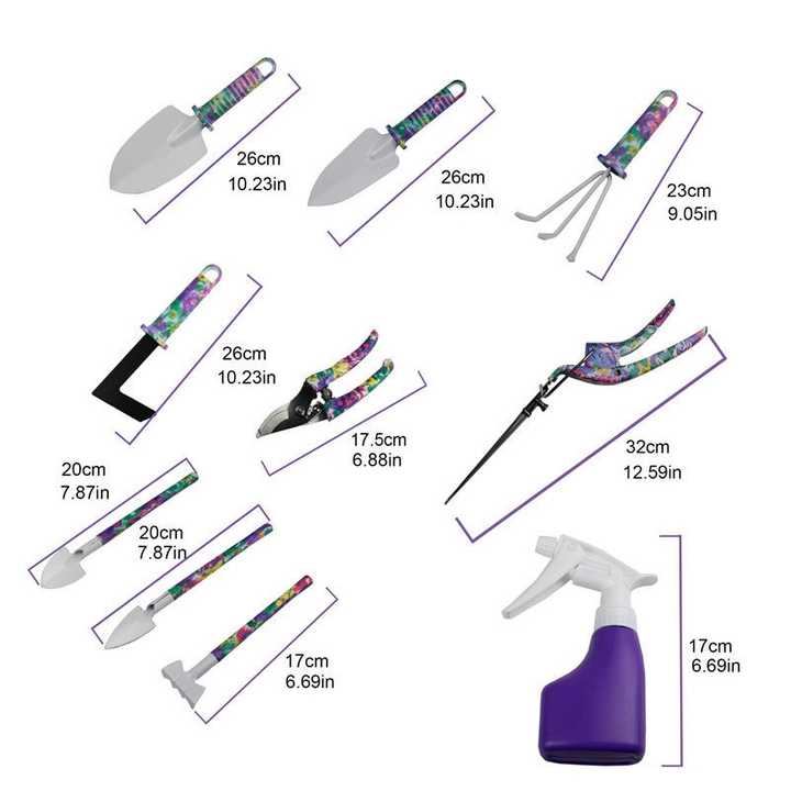 NNEDSZ YL/L10 Green 10-Piece Floral Gardening Tool Set with Carrying Case - Durable and Stylish
