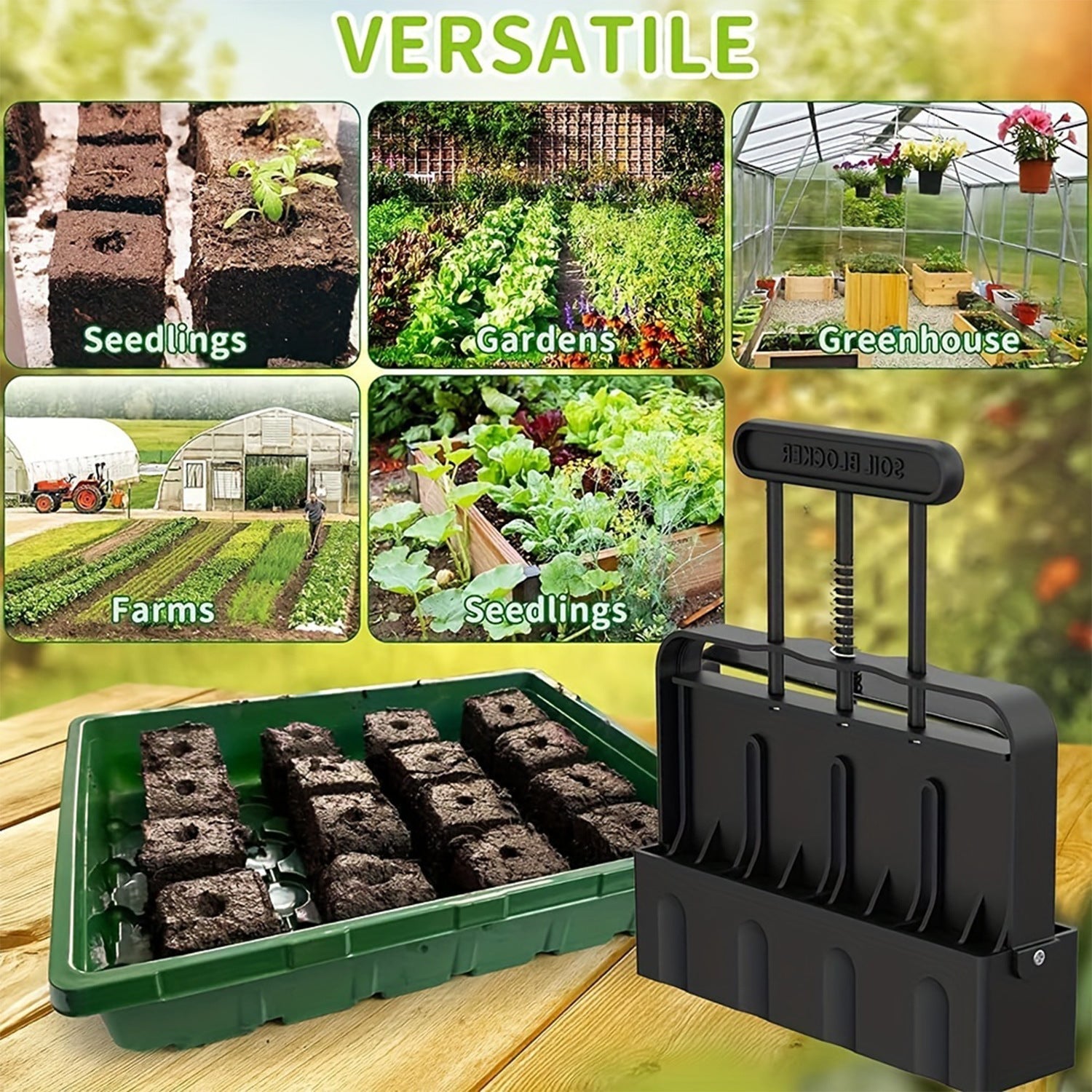 NNEDSZ 5x5 Soil Block Maker - Durable Handheld Gardening Tool for Seed Starting