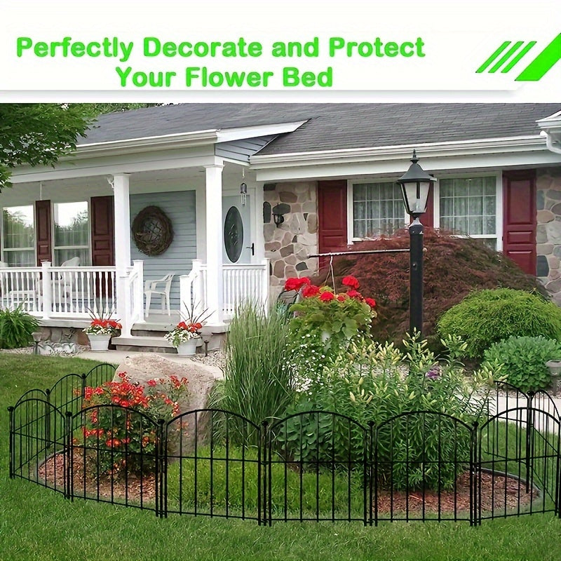 Decorative Metal Garden Fence for Outdoor Borders (10-Pack)