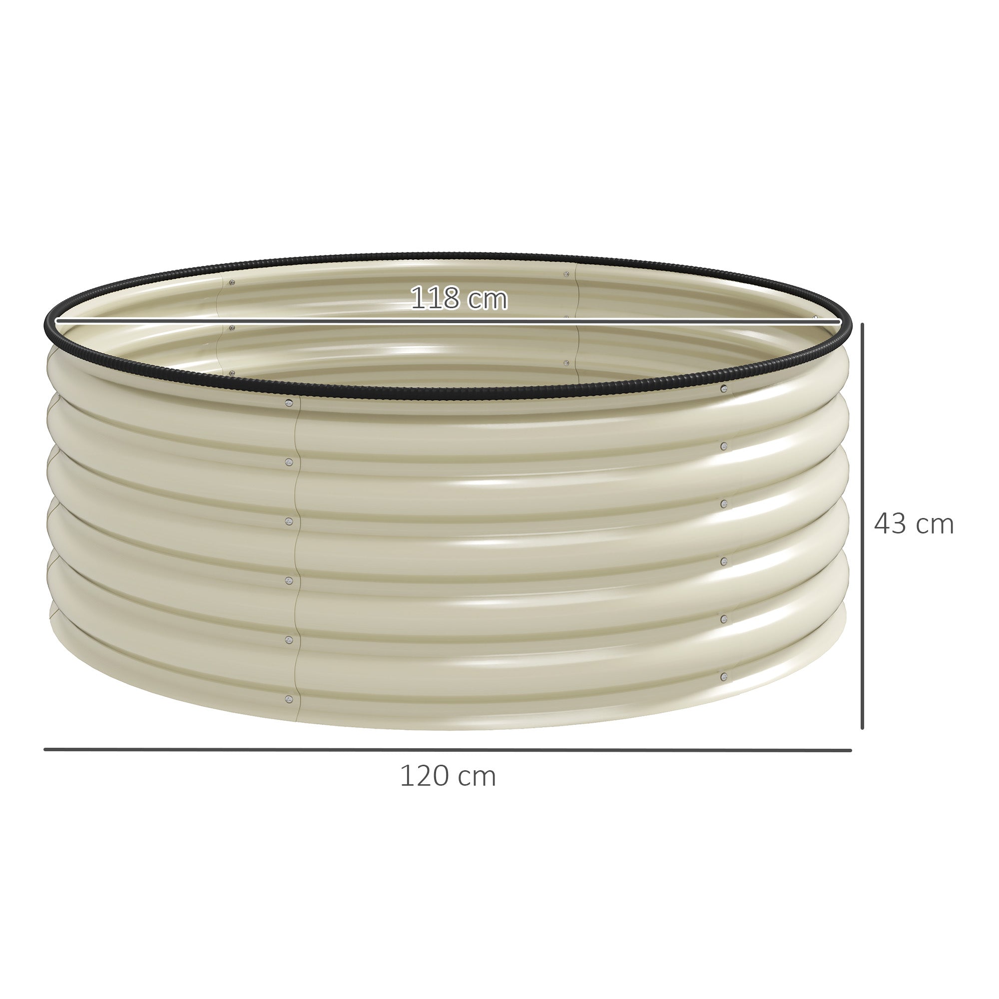 Galvanised Raised Garden Bed with Safety Edging and Gloves - Cream White