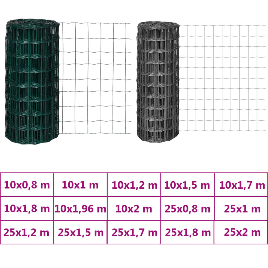 vidaXL Euro Fence Steel Garden Privacy Border Enclosure Green Multi Sizes