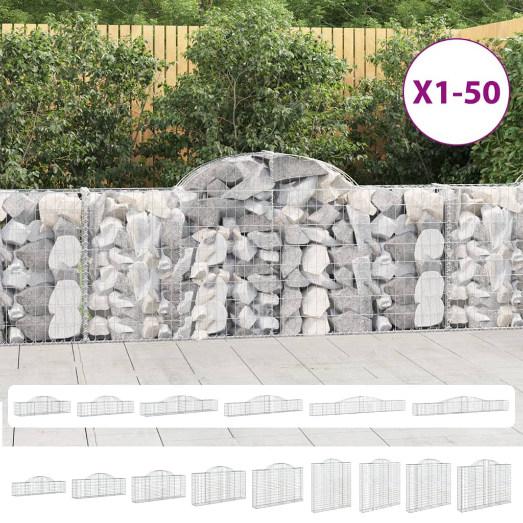 vidaXL Arched Gabion Baskets 4 pcs 118.1"x11.8"x31.5"/39.4" Galvanized Iron