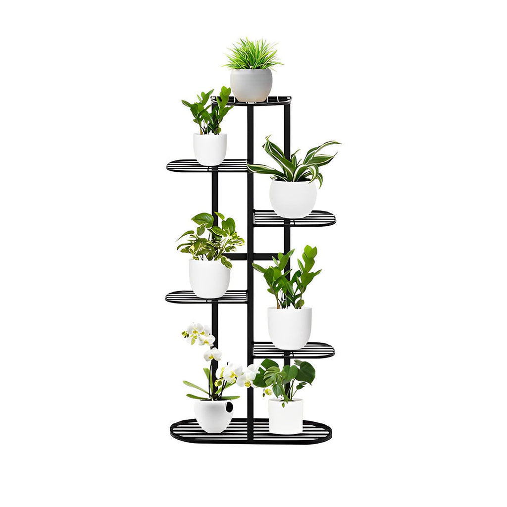 NNEAGS 6 Tier 7 Pots Black Metal Plant Rack Flowerpot Storage Display Stand Holder Home Garden Decor