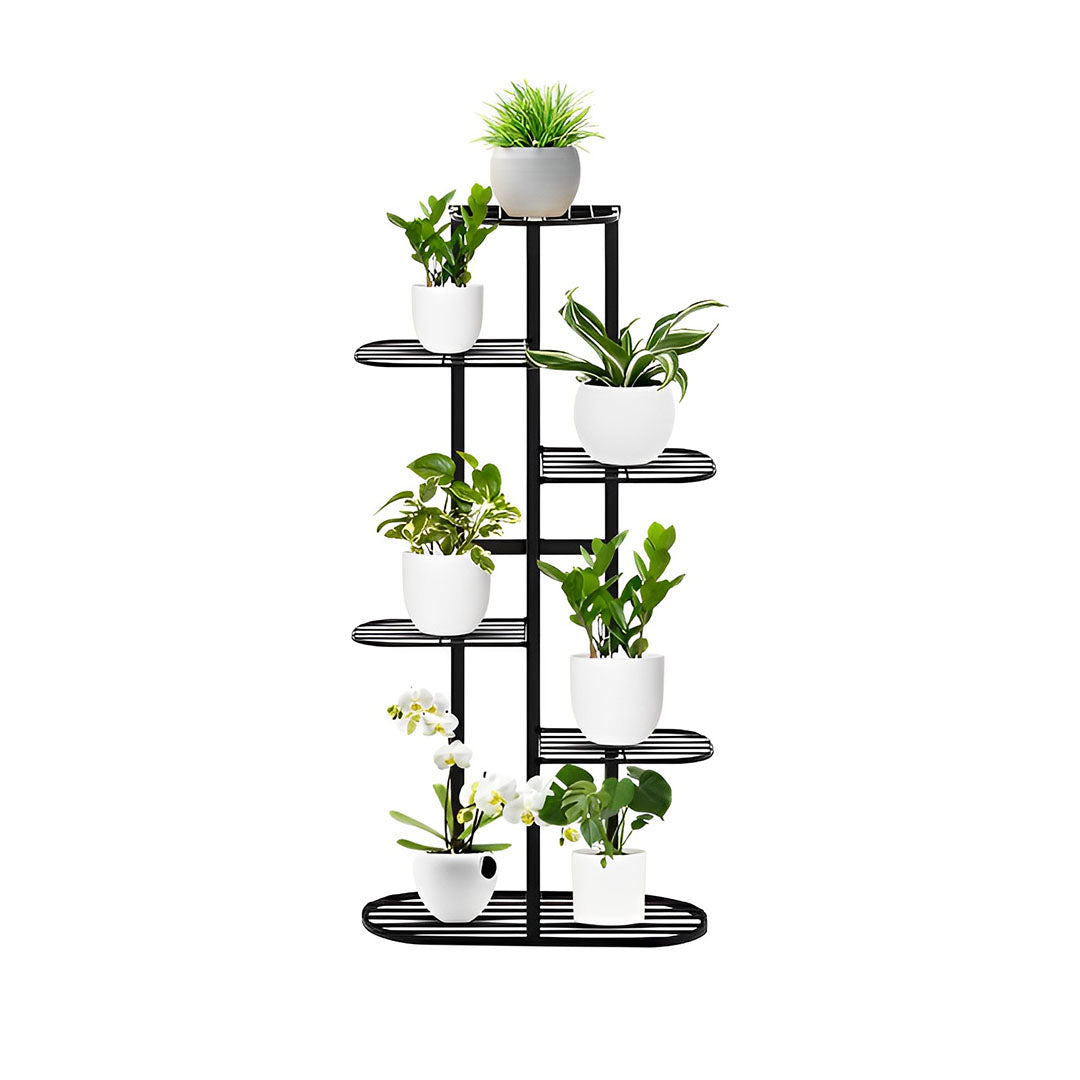 NNEAGS 6 Tier 7 Pots Black Metal Plant Rack Flowerpot Storage Display Stand Holder Home Garden Decor