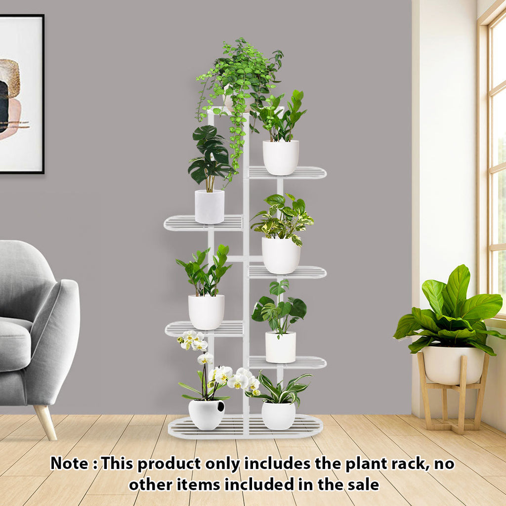 NNEAGS 7 Tier 8 Pots White Metal Plant Rack Flowerpot Storage Display Stand Holder Home Garden Decor