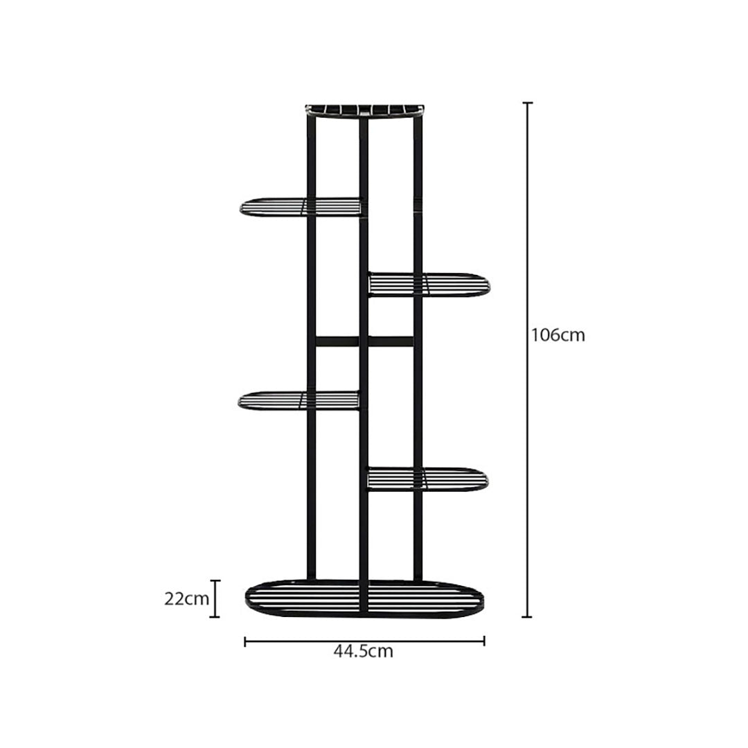 NNEAGS 6 Tier 7 Pots Black Metal Plant Rack Flowerpot Storage Display Stand Holder Home Garden Decor