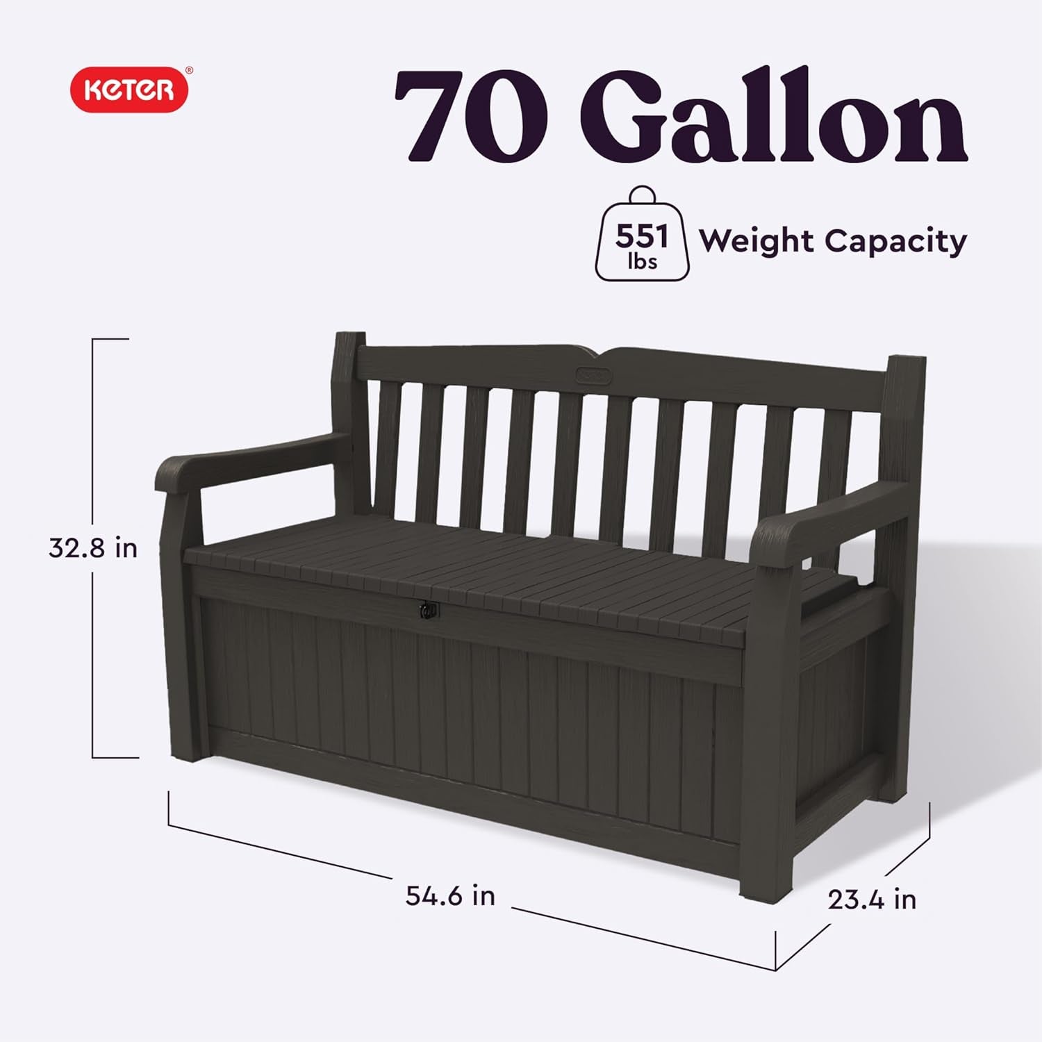 70 Gallon Outdoor Storage Bench Box for Garden Tools-2