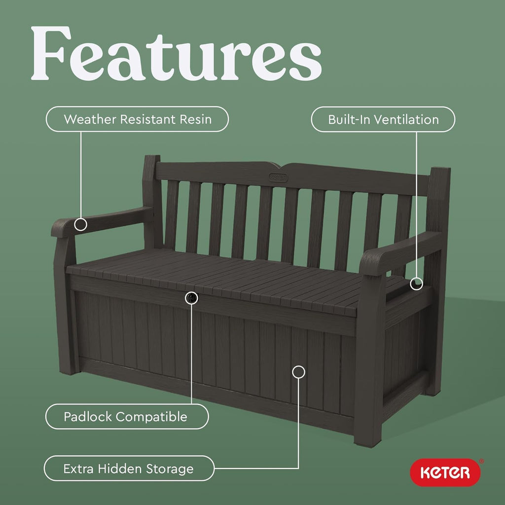 70 Gallon Outdoor Storage Bench Box for Garden Tools-4