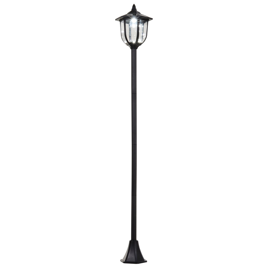 1.77m Free-Standing Solar LED Garden Lamp Post Black Durable ABS