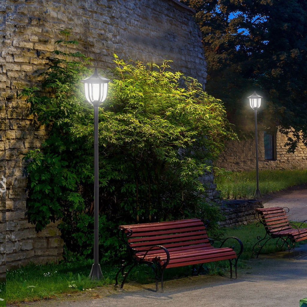 1.77m Free-Standing Solar LED Garden Lamp Post Black Durable ABS