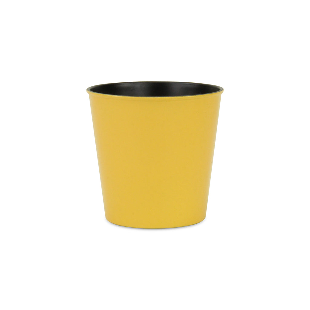 7" Yellow Recycled Plastic Indoor Outdoor Round Pot Planter