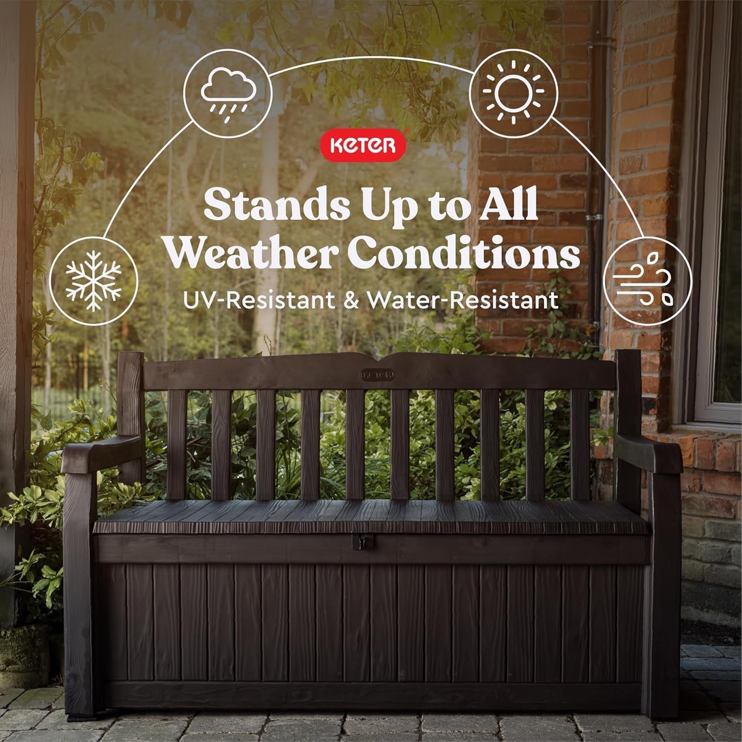 70 Gallon Outdoor Storage Bench Box for Garden Tools-3