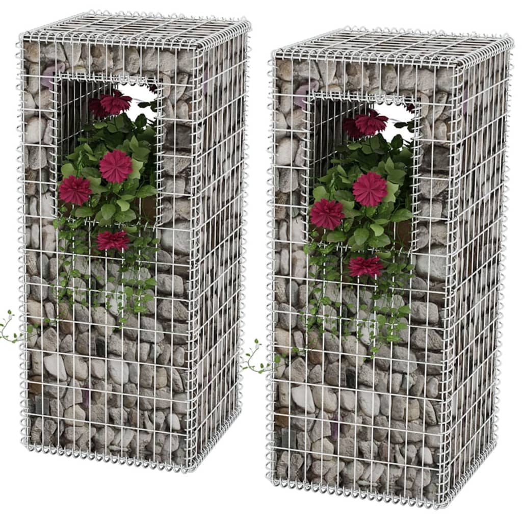 vidaXL 1/2x Gabion Basket Steel Garden Barrier Post/Planter Flower Multi Sizes
