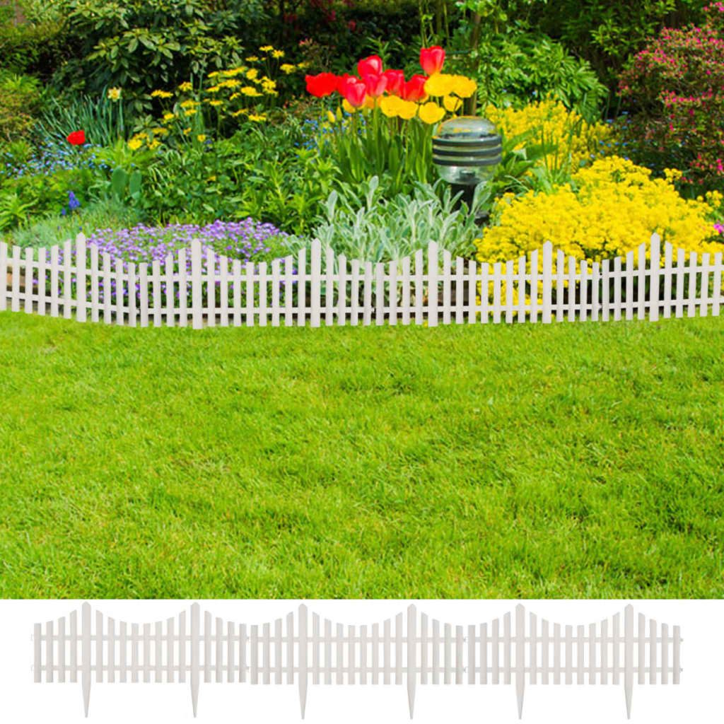 vidaXL Garden Edging 17 Pcs Decorative Lawn Garden Fence Edging Border PP